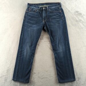 Polo Ralph Lauren 381 Slim Jeans Mens 32x26 Blue Denim‎ Straight RL Embroidered